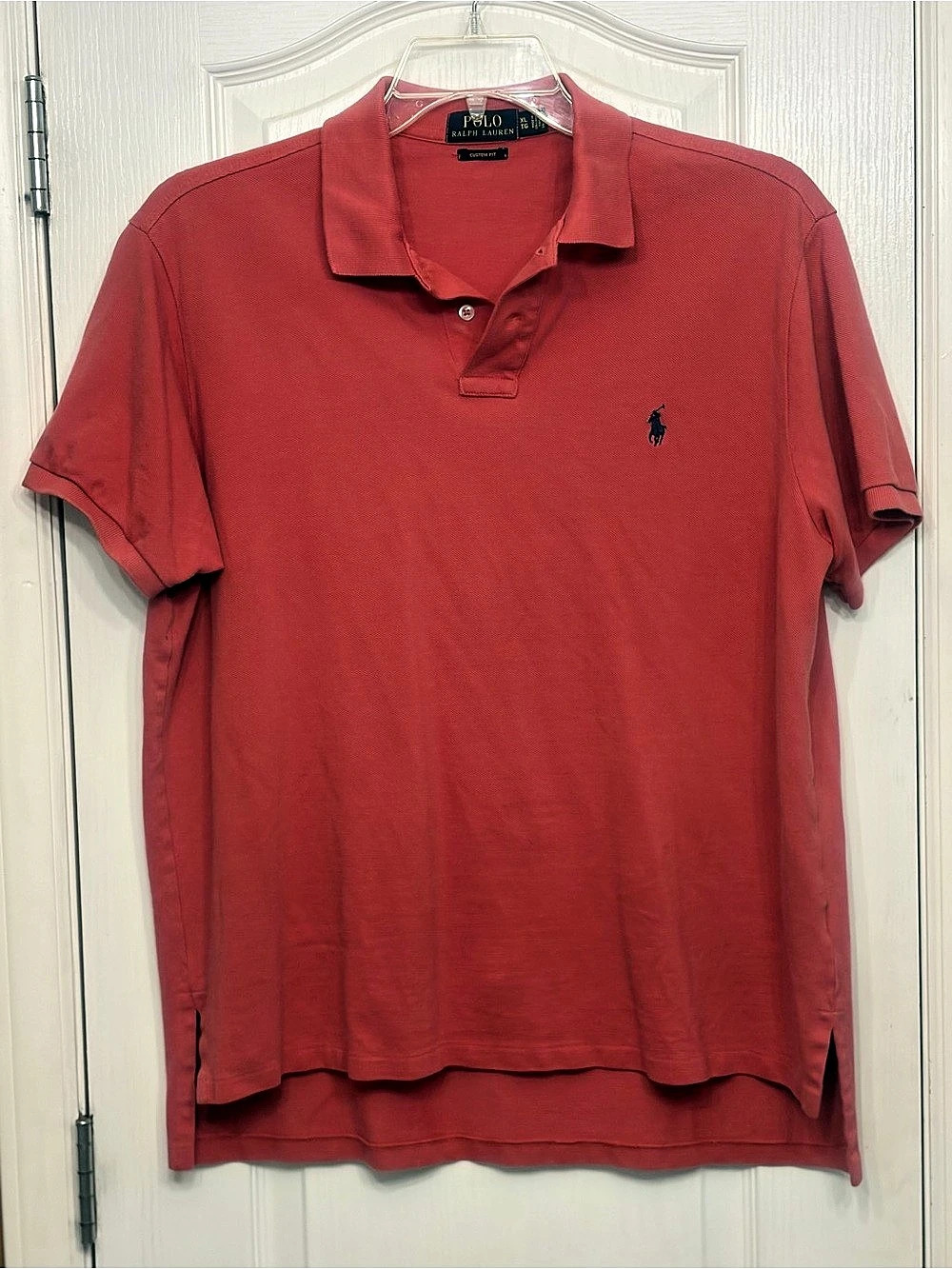 Classic Preppy Chic: Vintage Coral Polo Ralph Lauren Custom Fit Mesh Polo (XL)